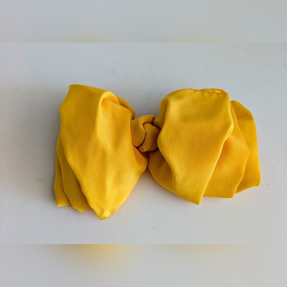 Riviera Orange Yellow Oversized Fabric Bow Barrette Woman's Hair  Accessory